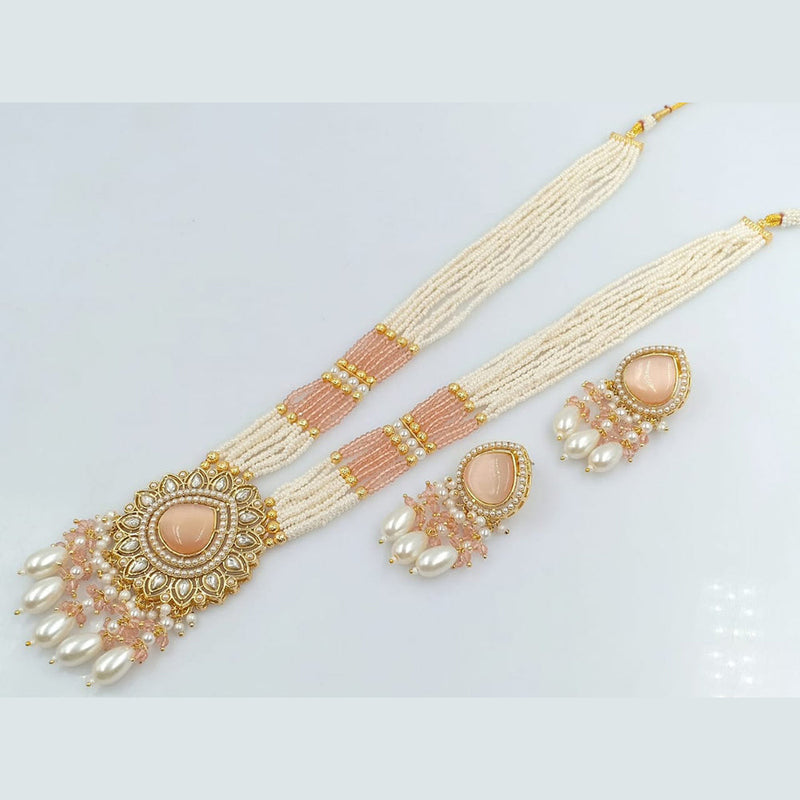 Rani Sati Jewels Gold Plated Pearl And Kundan Long Necklace Set