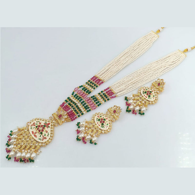 Rani Sati Jewels Gold Plated Pearl And Kundan Long Necklace Set