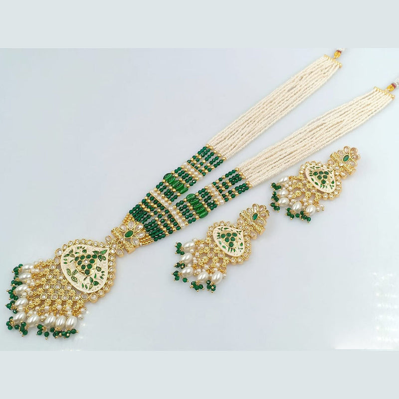 Rani Sati Jewels Gold Plated Pearl And Kundan Long Necklace Set