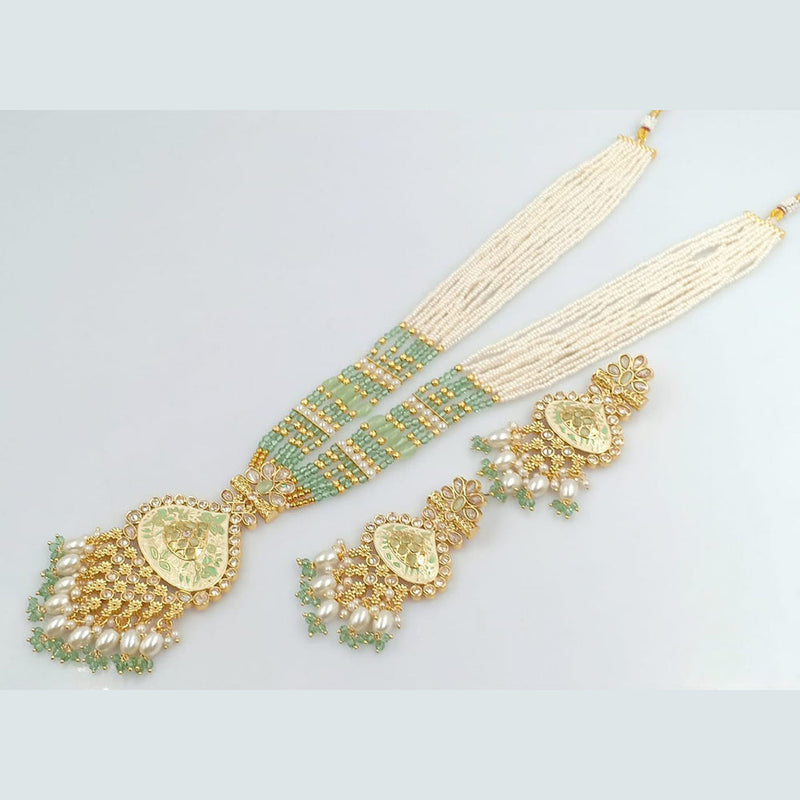 Rani Sati Jewels Gold Plated Pearl And Kundan Long Necklace Set