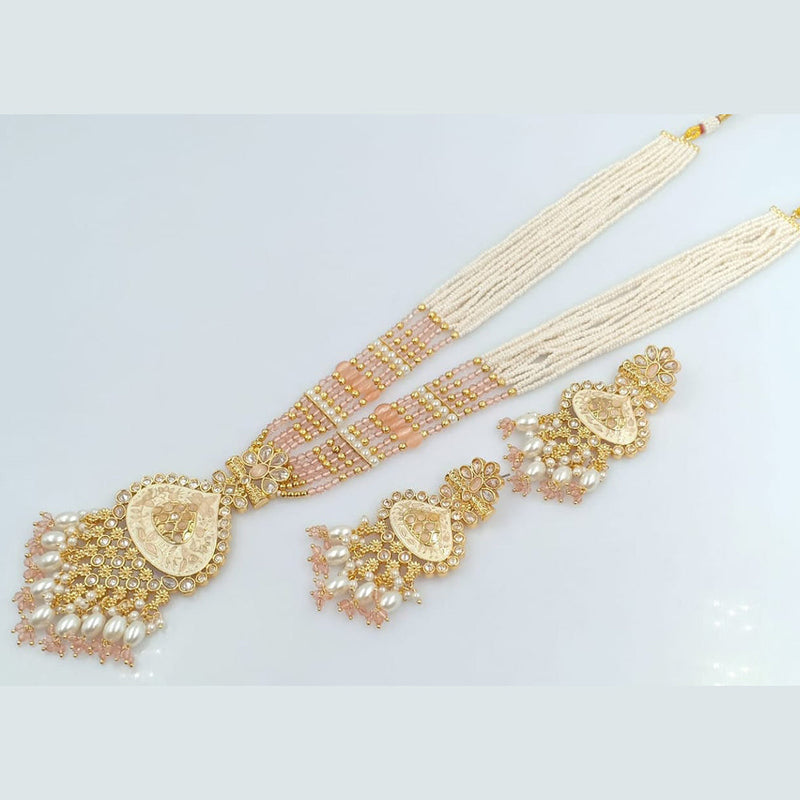 Rani Sati Jewels Gold Plated Pearl And Kundan Long Necklace Set