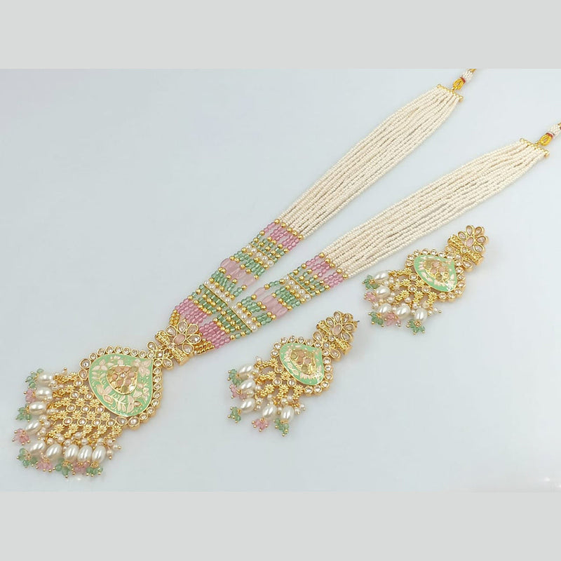 Rani Sati Jewels Gold Plated Pearl And Kundan Long Necklace Set