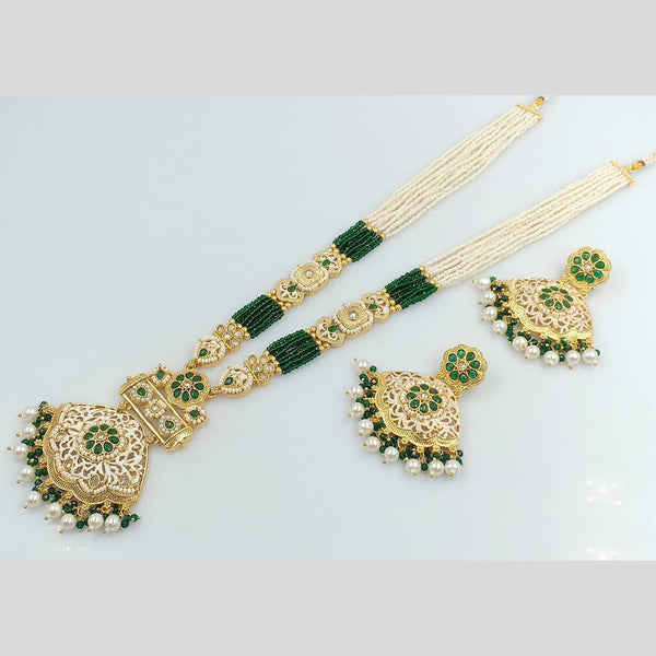 Rani Sati Jewels Gold Plated Pearl And Kundan Long Necklace Set