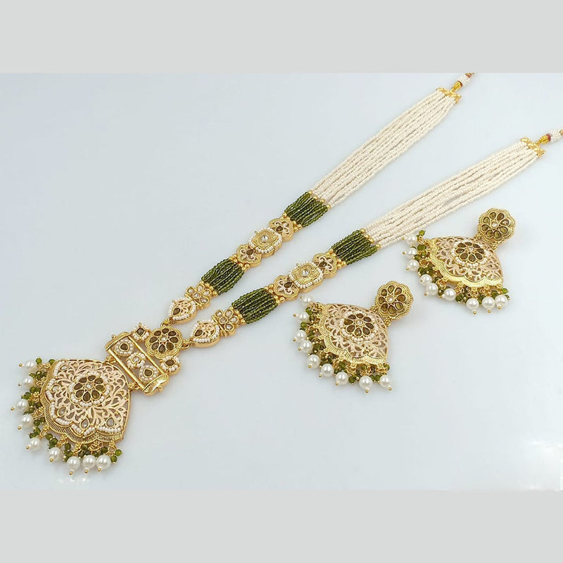 Rani Sati Jewels Gold Plated Pearl And Kundan Long Necklace Set