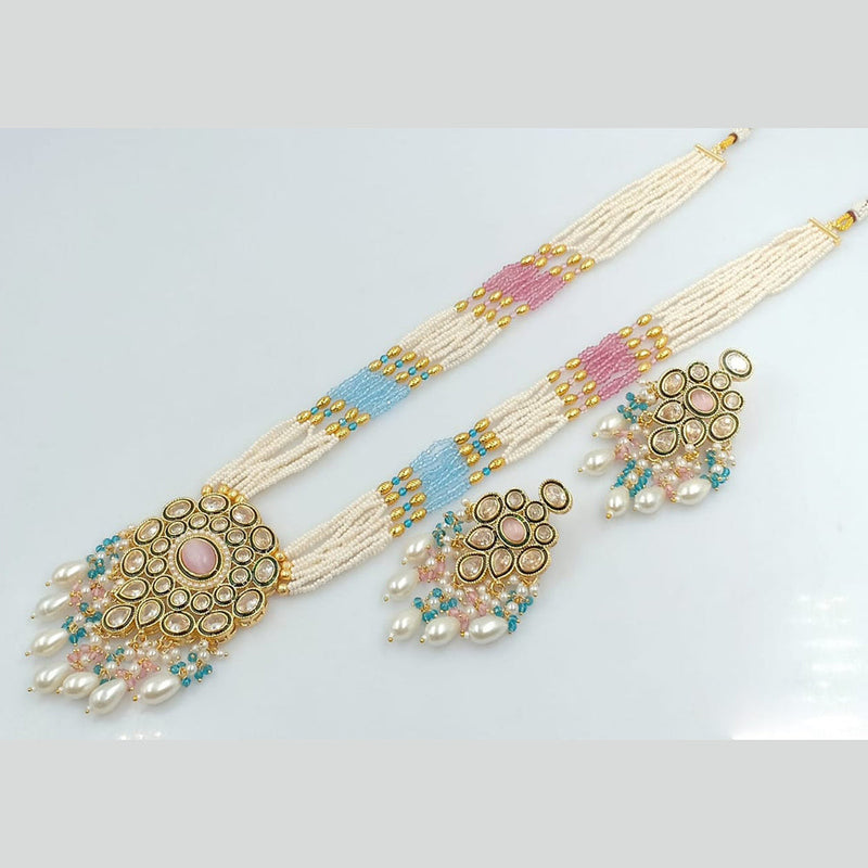 Rani Sati Jewels Gold Plated Pearl And Kundan Long Necklace Set