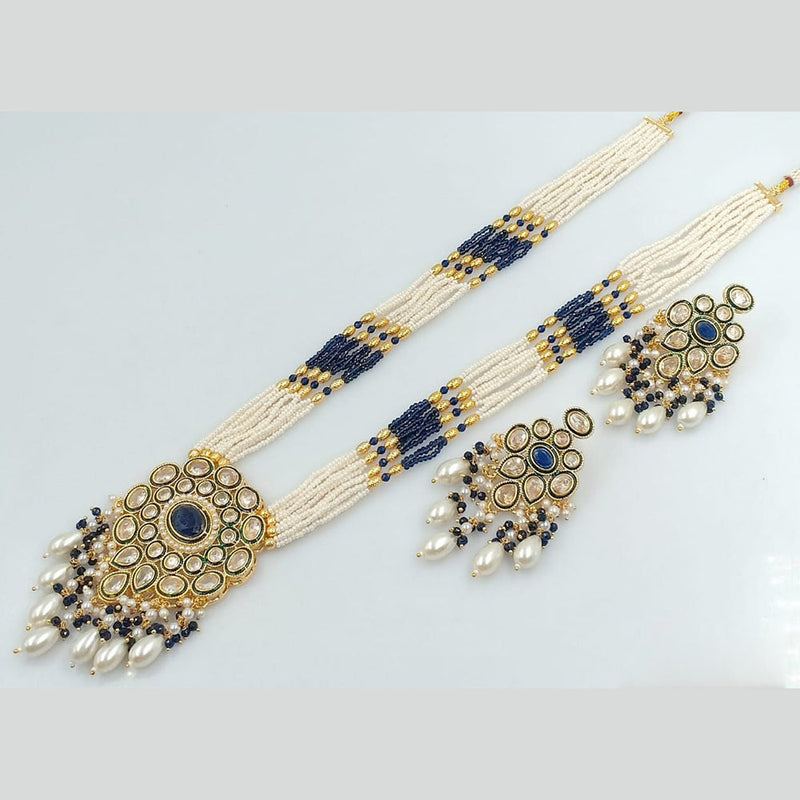 Rani Sati Jewels Gold Plated Pearl And Kundan Long Necklace Set