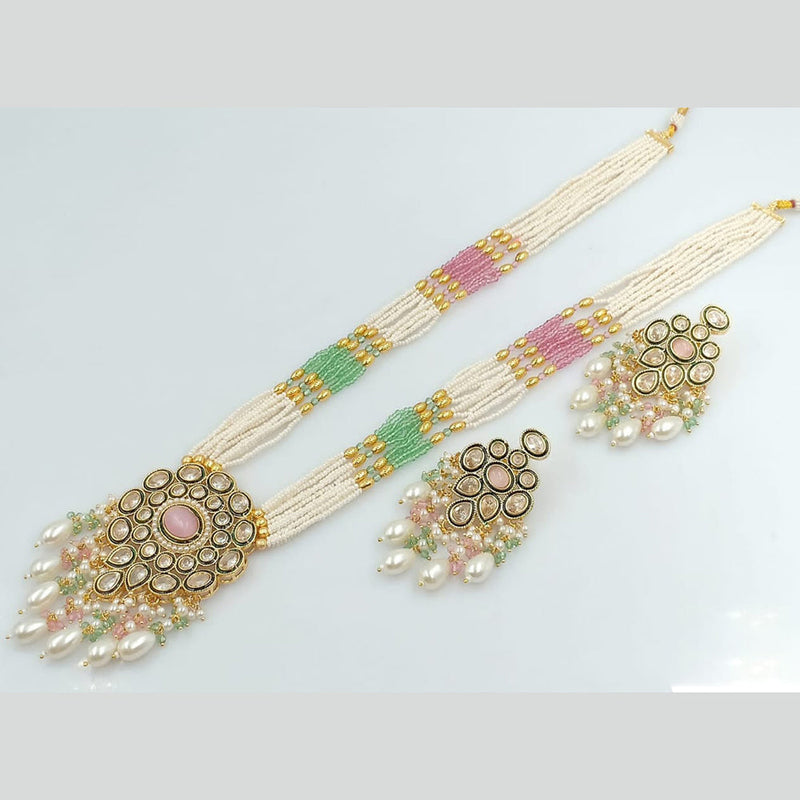 Rani Sati Jewels Gold Plated Pearl And Kundan Long Necklace Set