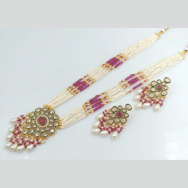 Rani Sati Jewels Gold Plated Pearl And Kundan Long Necklace Set