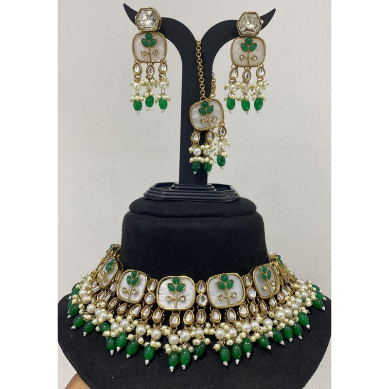 Rani Sati Jewels Gold Plated Kundan And Pearl Choker Necklace Set