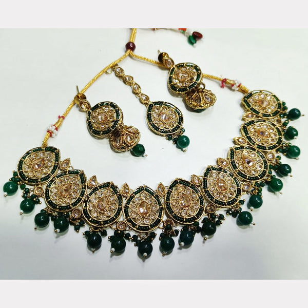 Rani Sati Jewels Gold Plated Reverse AD Choker Necklace Set