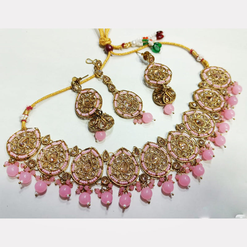 Rani Sati Jewels Gold Plated Reverse AD Choker Necklace Set