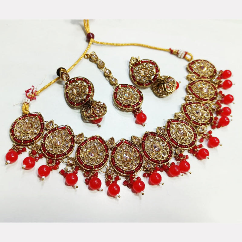 Rani Sati Jewels Gold Plated Reverse AD Choker Necklace Set