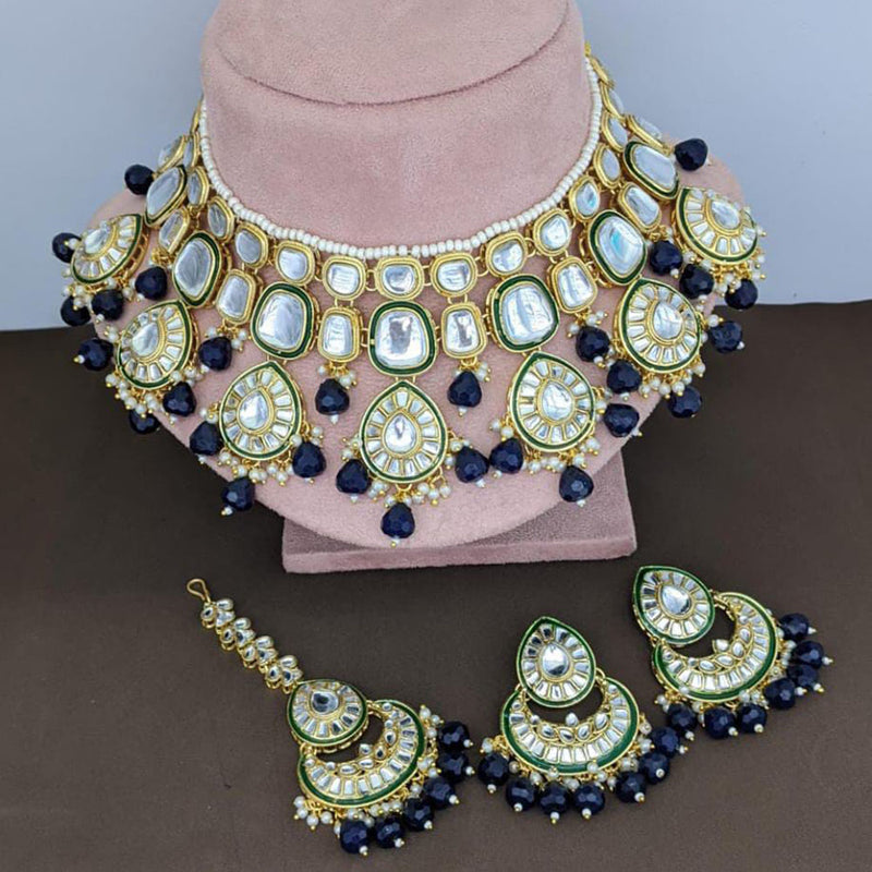 Rani Sati Jewels Gold Plated Kundan And Beads Necklace Set