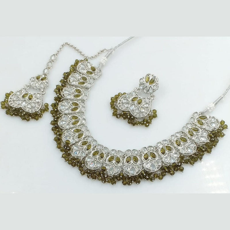 Rani Sati Jewels Silver Plated Reverse AD Necklace Set