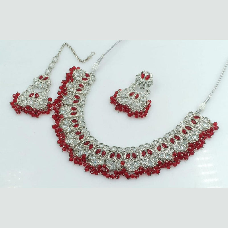 Rani Sati Jewels Silver Plated Reverse AD Necklace Set