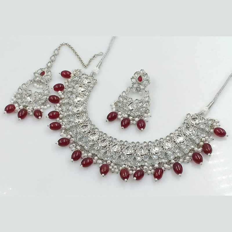 Rani Sati Jewels Silver Plated Reverse AD Necklace Set