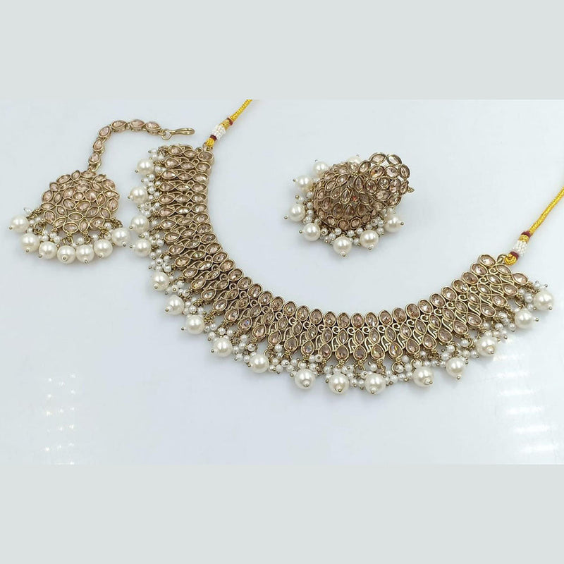 Rani Sati Jewels Gold Plated Reverse AD Necklace Set