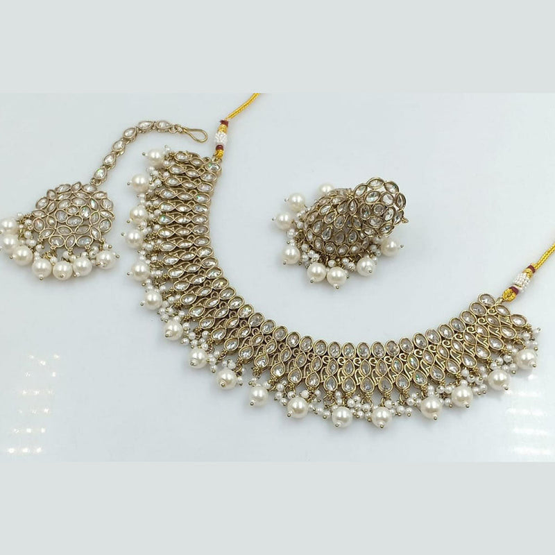 Rani Sati Jewels Gold Plated Reverse AD Necklace Set