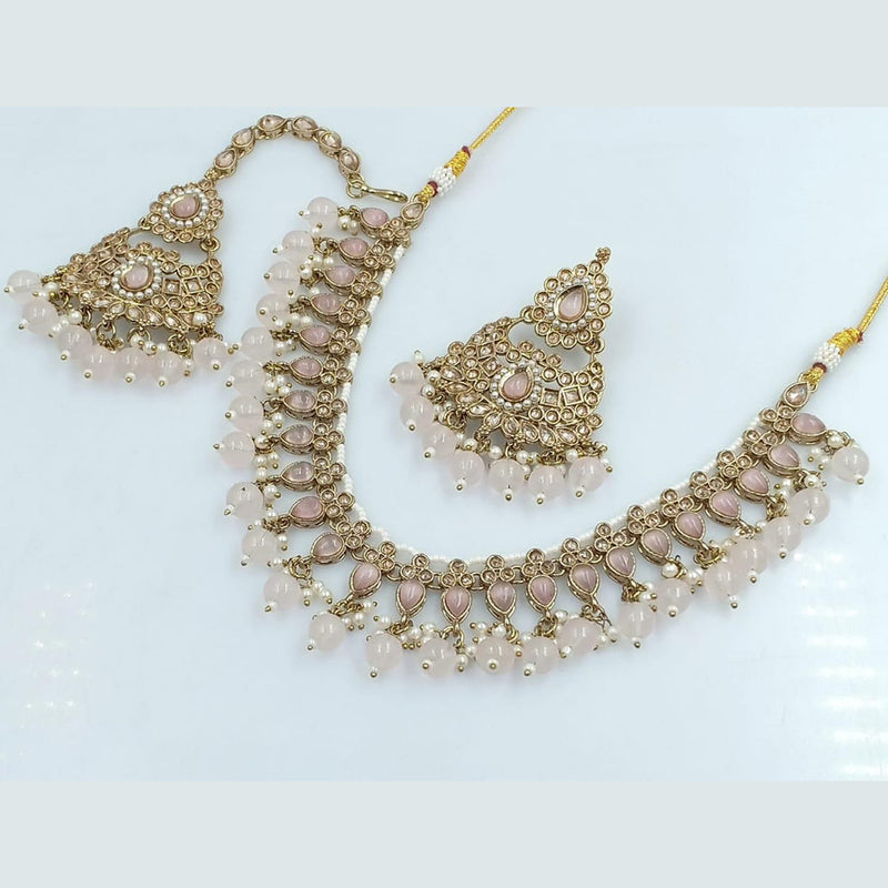 Rani Sati Jewels Gold Plated Kundan And Beads Necklace Set