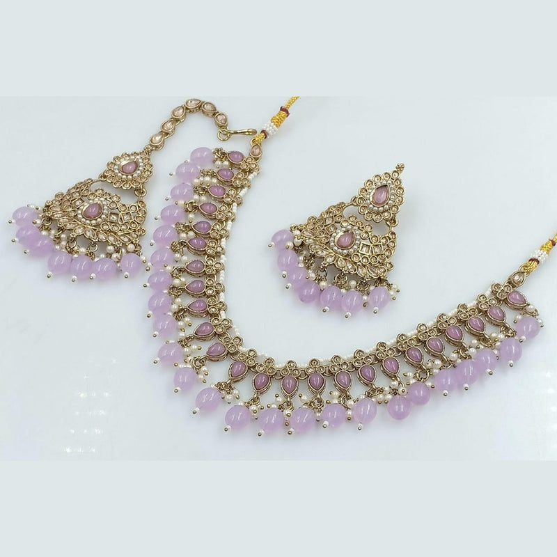 Rani Sati Jewels Gold Plated Kundan And Beads Necklace Set