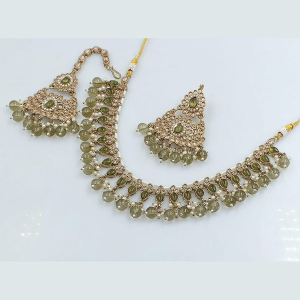 Rani Sati Jewels Gold Plated Kundan And Beads Necklace Set