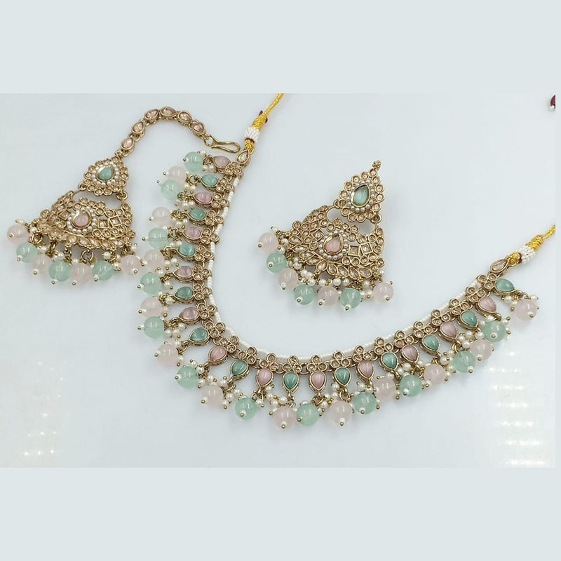 Rani Sati Jewels Gold Plated Kundan And Beads Necklace Set