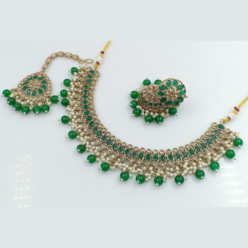 Rani Sati Jewels Gold Plated Kundan And Pearl Necklace Set