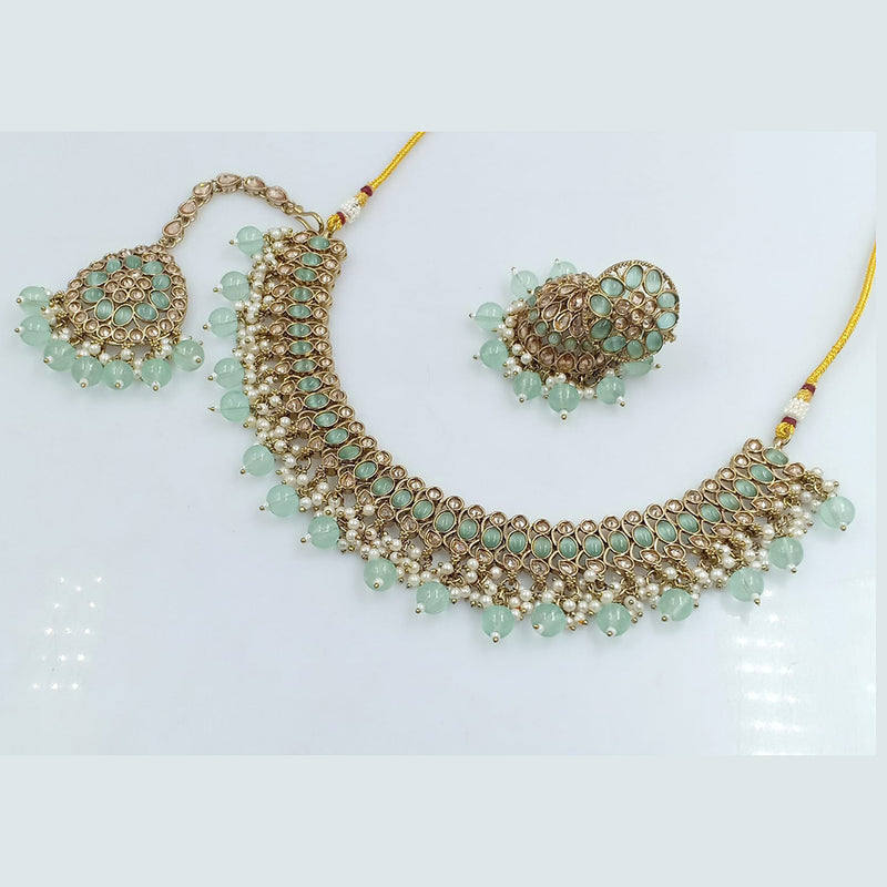 Rani Sati Jewels Gold Plated Kundan And Pearl Necklace Set