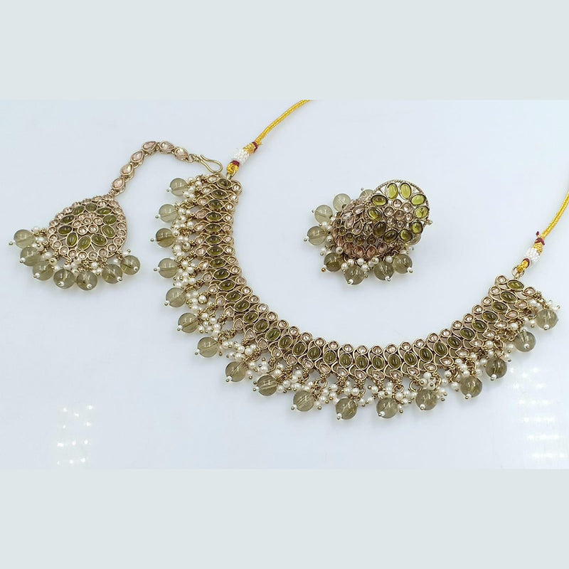 Rani Sati Jewels Gold Plated Kundan And Pearl Necklace Set