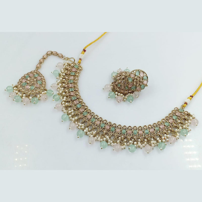 Rani Sati Jewels Gold Plated Kundan And Pearl Necklace Set