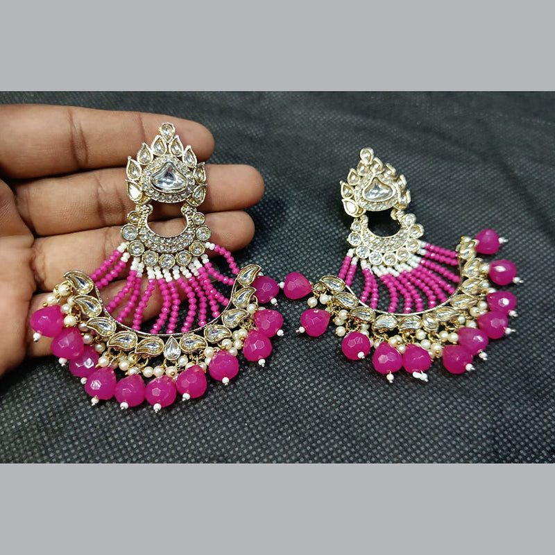 Rani Sati Jewels Gold Plated Kundan Stone And Pearl Dangler Earrings