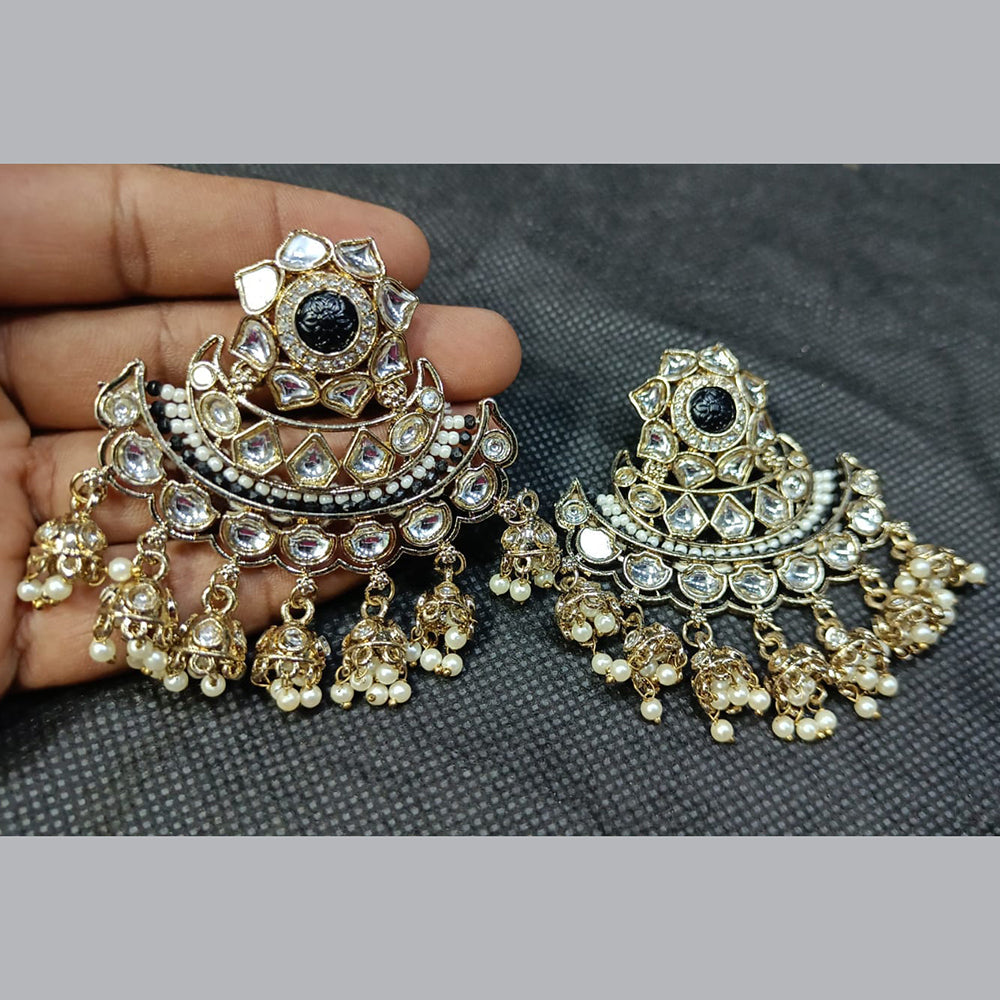 Rani Sati Jewels Gold Plated Kundan Stone And Pearl Dangler Earrings