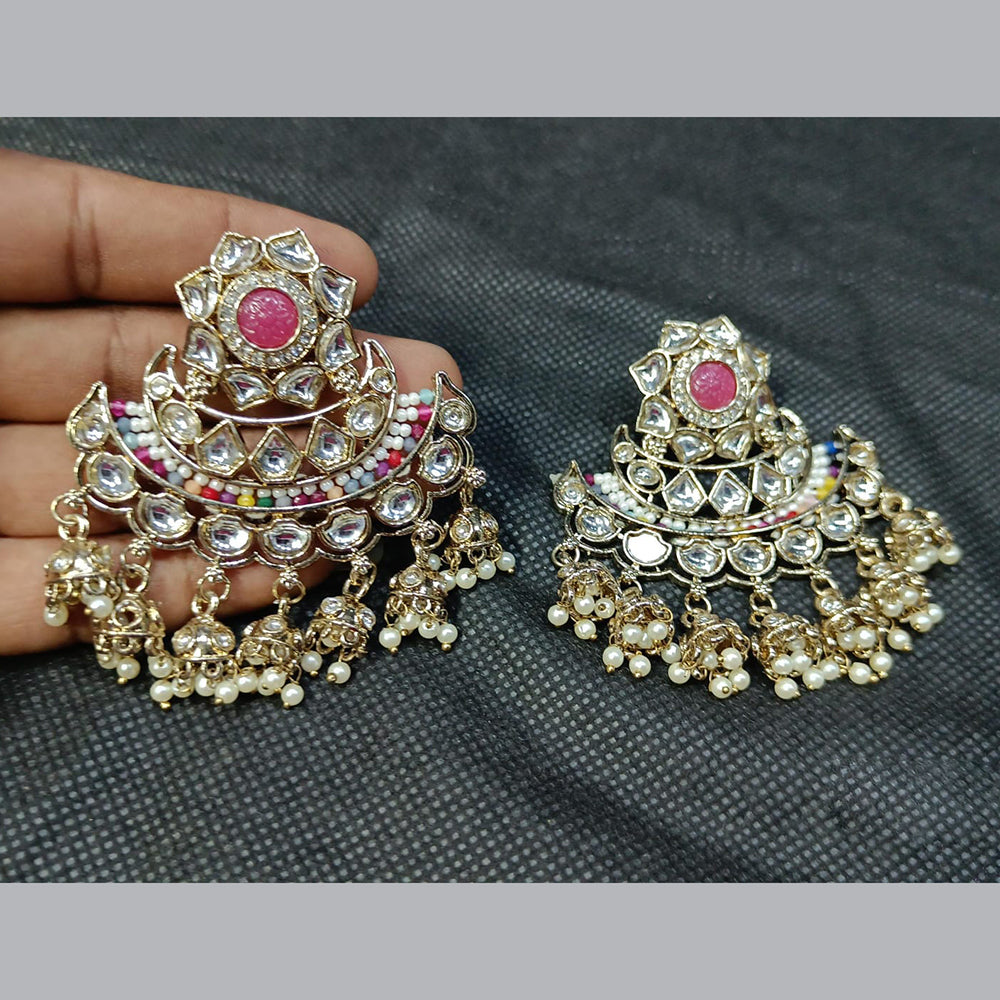 Rani Sati Jewels Gold Plated Kundan Stone And Pearl Dangler Earrings