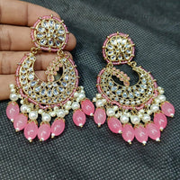 Rani Sati Jewels Gold Plated Kundan Stone And Pearl Dangler Earrings