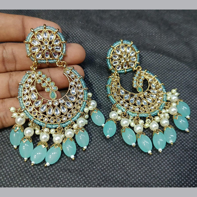 Rani Sati Jewels Gold Plated Kundan Stone And Pearl Dangler Earrings