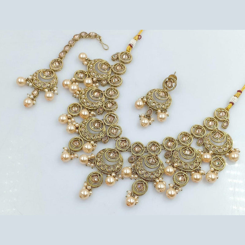 Rani Sati Jewels Gold Plated Reverse AD Necklace Set