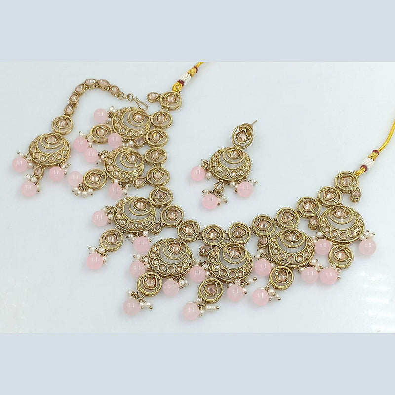 Rani Sati Jewels Gold Plated Reverse AD Necklace Set