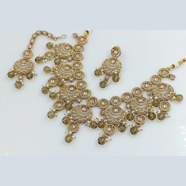 Rani Sati Jewels Gold Plated Reverse AD Necklace Set