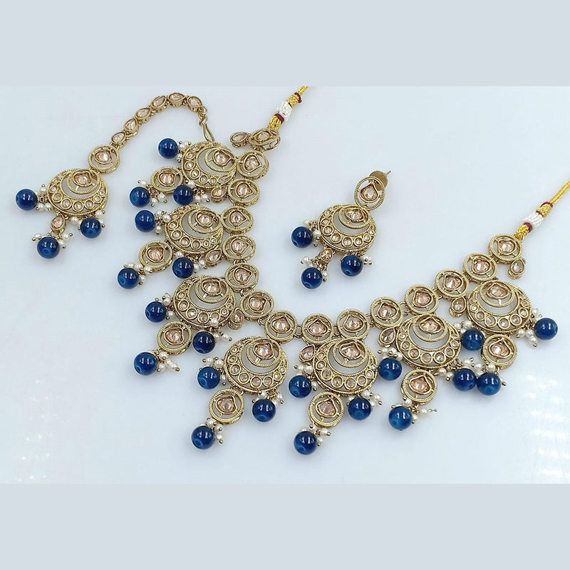 Rani Sati Jewels Gold Plated Reverse AD Necklace Set