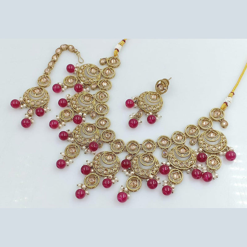 Rani Sati Jewels Gold Plated Reverse AD Necklace Set