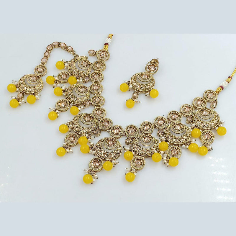 Rani Sati Jewels Gold Plated Reverse AD Necklace Set