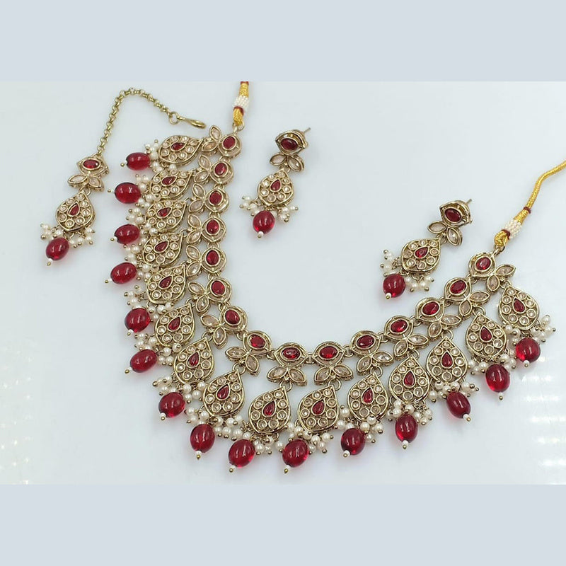 Rani Sati Jewels Gold Plated Kundan And Pearl Necklace Set