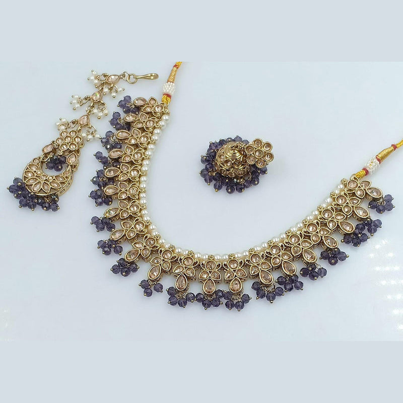 Rani Sati Jewels Gold Plated Reverse AD Necklace Set