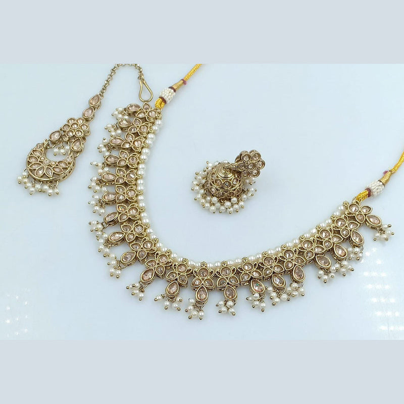 Rani Sati Jewels Gold Plated Reverse AD Necklace Set