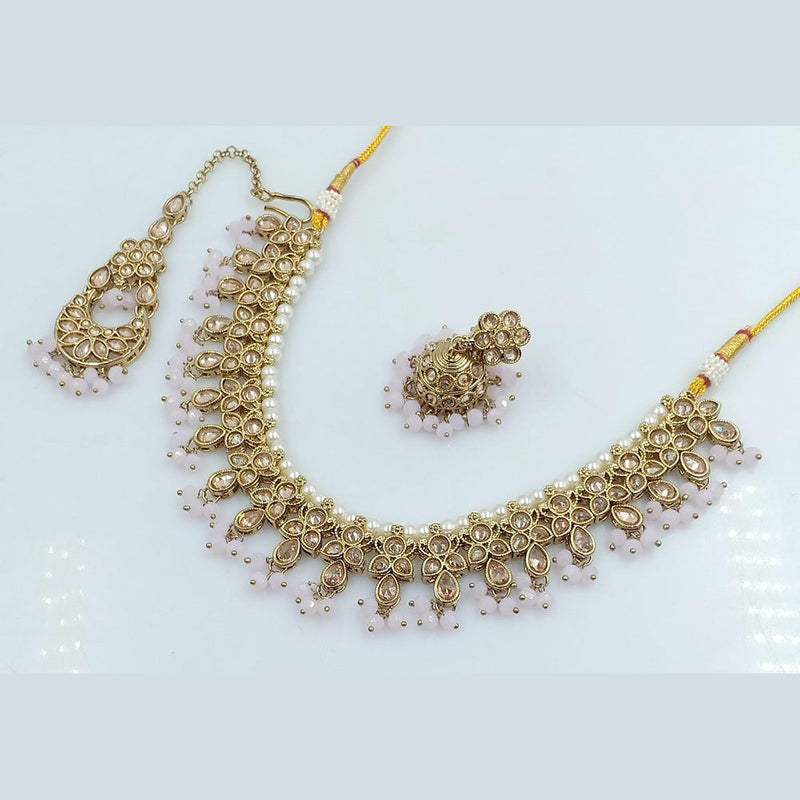 Rani Sati Jewels Gold Plated Reverse AD Necklace Set