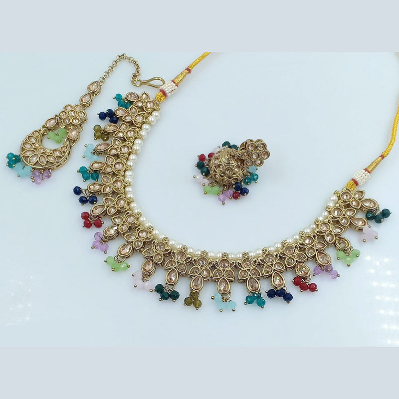 Rani Sati Jewels Gold Plated Reverse AD Necklace Set