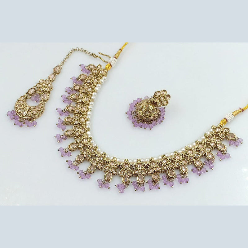 Rani Sati Jewels Gold Plated Reverse AD Necklace Set