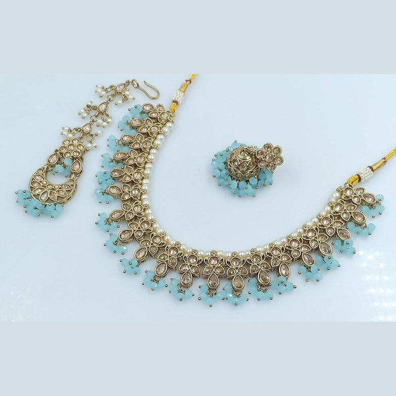 Rani Sati Jewels Gold Plated Reverse AD Necklace Set