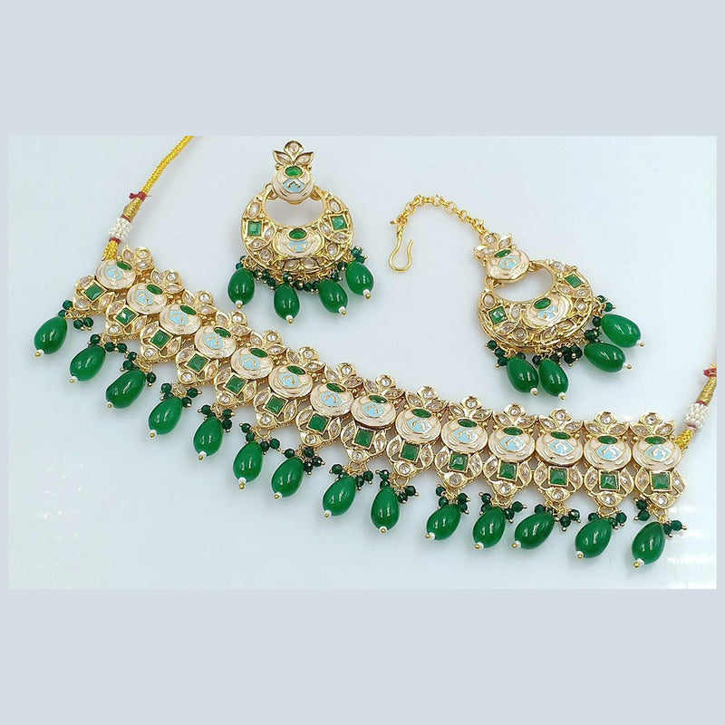 Rani Sati Jewels Gold Plated Kundan And Meenakari Choker Necklace Set