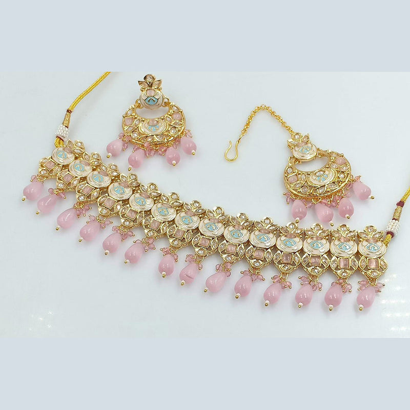 Rani Sati Jewels Gold Plated Kundan And Meenakari Choker Necklace Set